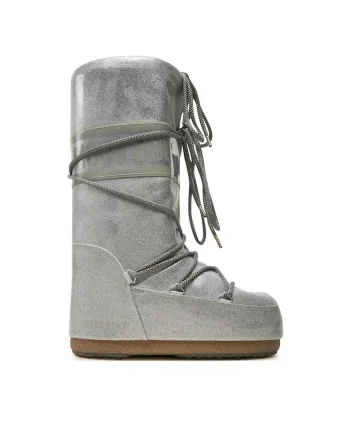 Ghete  Silver Icon Glitter, piele ecologica, argintii
