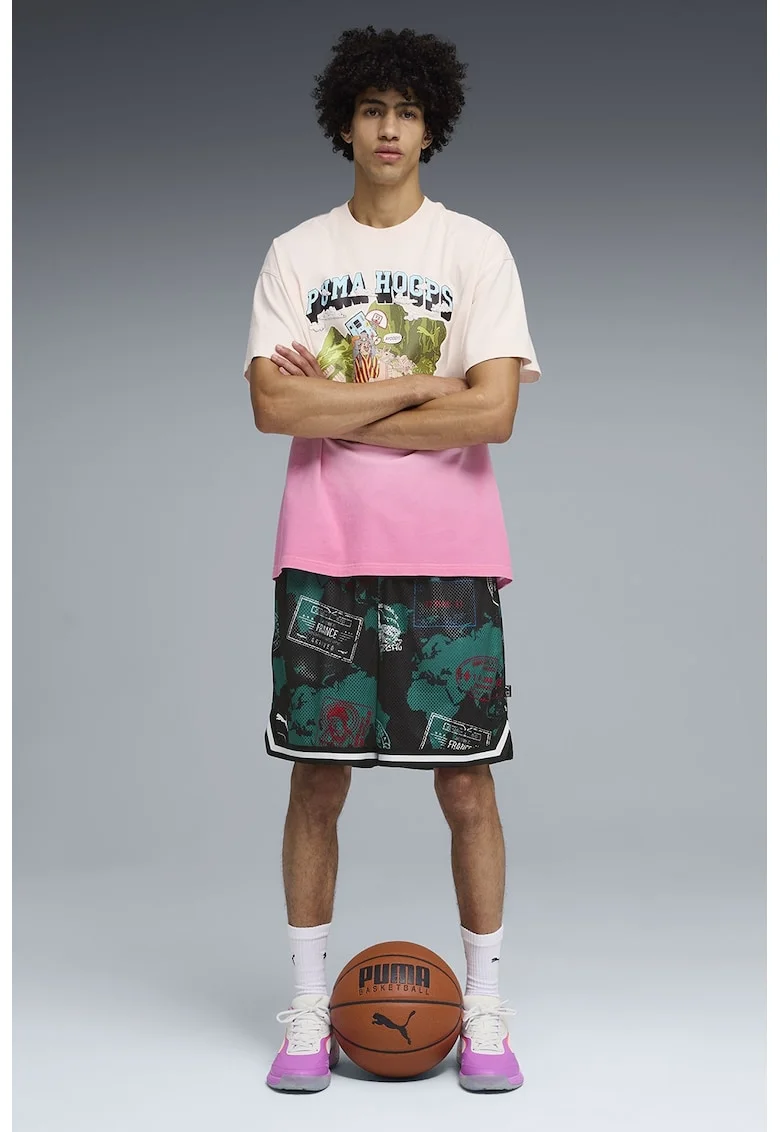 Tricou de bumbac pentru baschet The ATW Dylan, Albastru pastel/Roz pastel/Roz pal/Verde fistic