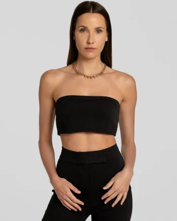 Top bandeau uni Vanya, Negru
