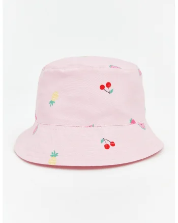 Palarie bucket cu fructe, Roz deschis