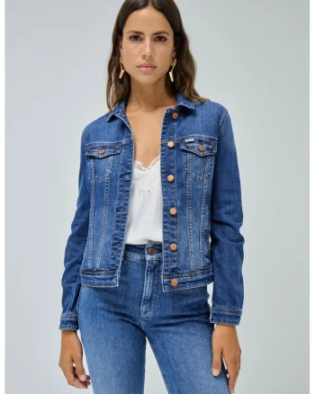 Jacheta cu nasturi din denim Trucker,