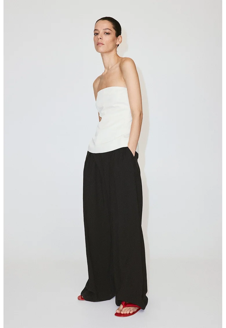 Top bandeau din amestec de in, Alb murdar