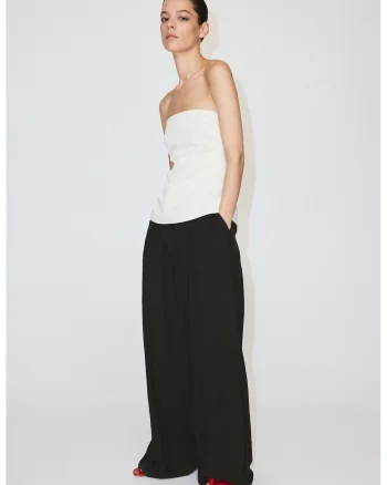 Top bandeau din amestec de in, Alb murdar