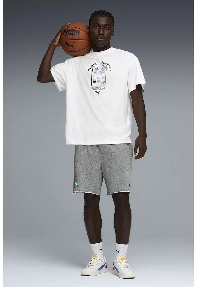 Tricou de bumbac pentru baschet The ATW Dylan, Alb/Negru/Albastru deschis