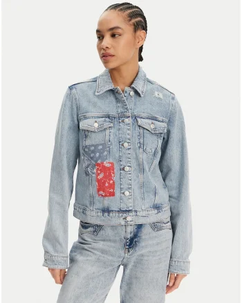 Jacheta din denim cu imprimeu,