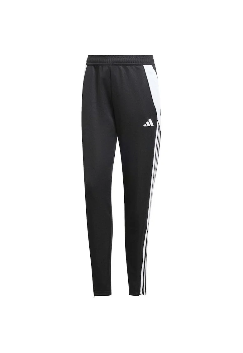 Pantaloni dama,  cu dungi, negru, sintetic,
