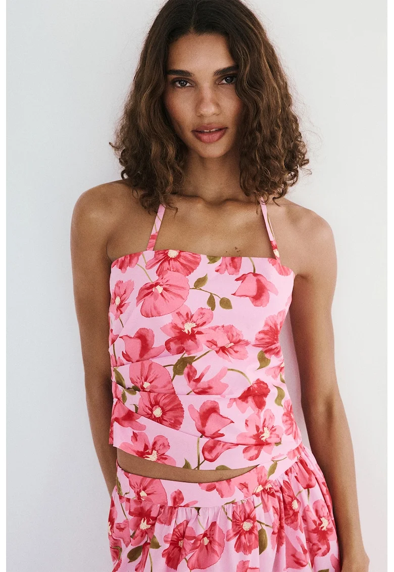 Top halter slim fit, Roz aprins/Roz pastel