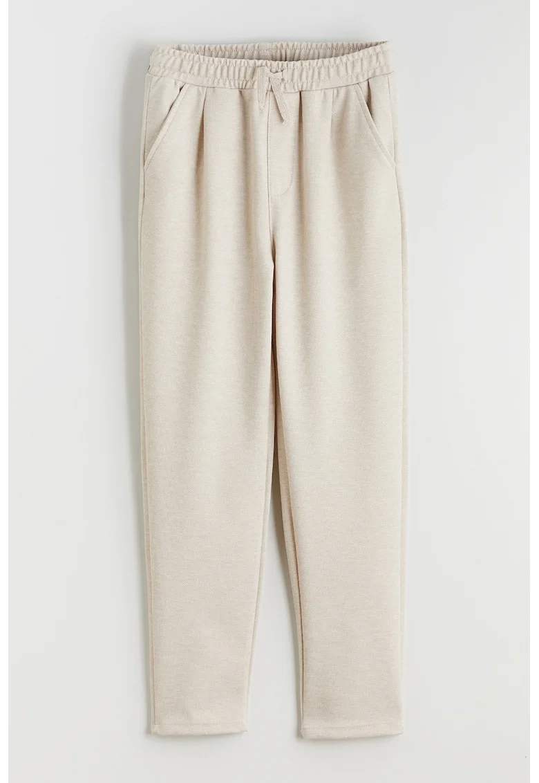 Pantaloni de trening cu croiala conica si snur de ajustare, Bej sampanie