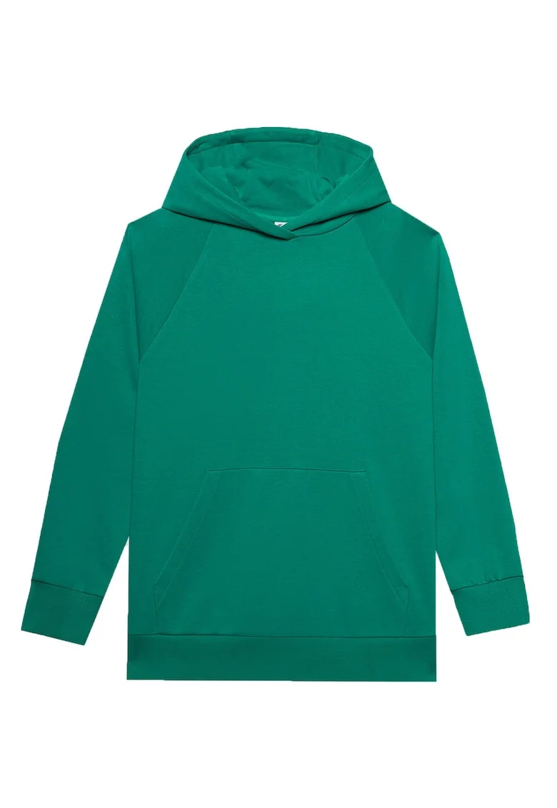 Hanorac dama  F0955 verde, bumbac si poliester, gluga nedetasabila, maneci raglan,