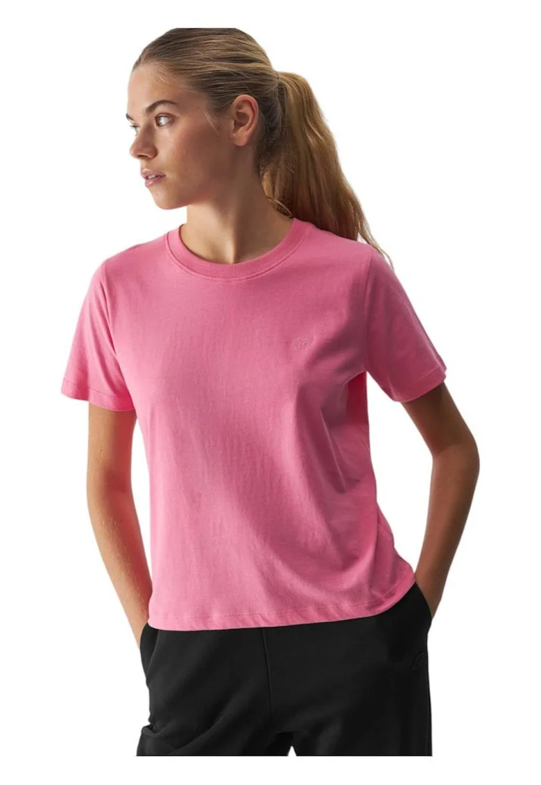 Tricou dama  croiala lejera, bumbac, Roz
