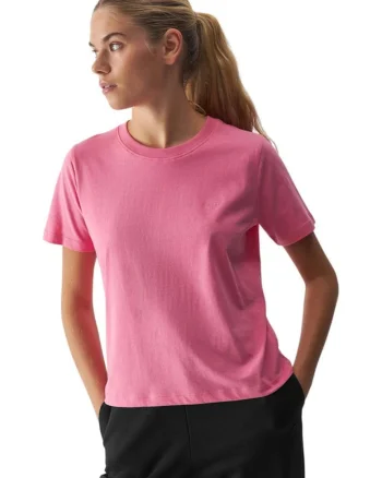 Tricou dama  croiala lejera, bumbac, Roz