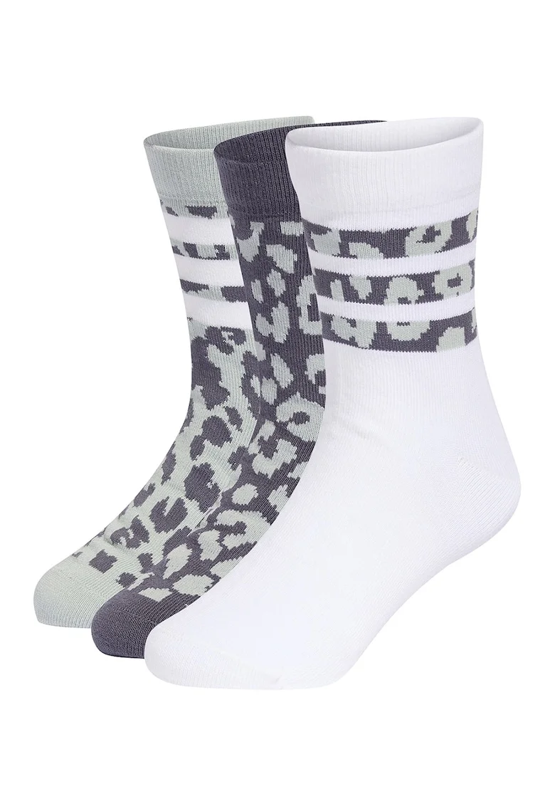 Set de sosete cu animal print - 3 perechi, Alb/Verde pal/Gri inchis