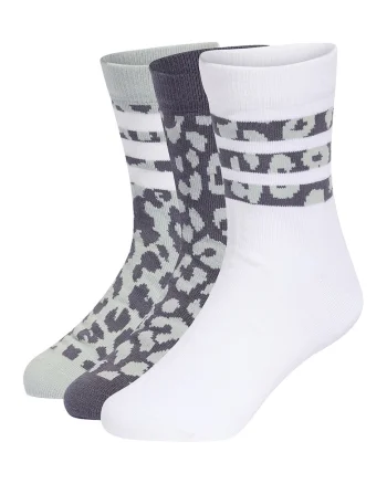 Set de sosete cu animal print - 3 perechi, Alb/Verde pal/Gri inchis