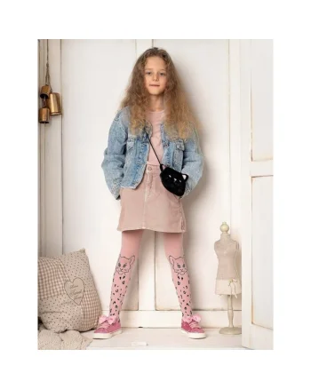 Dresuri copii roz cu animal print  Leo 40 den, Roz pudrat