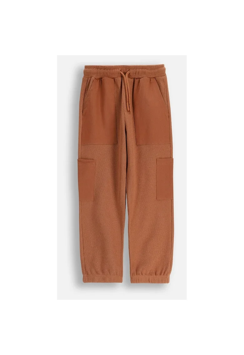 Pantaloni cargo,  ZC5120103YBK-018, bumbac, maro, pentru baieti, cu buzunare mari