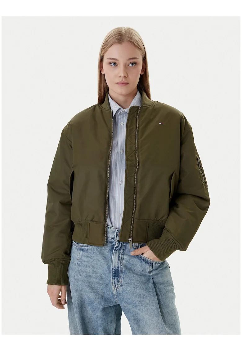 Geaca bomber cu logo discret,