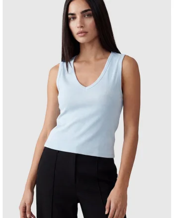 Top cu decolteu in V Vision, Albastru pastel