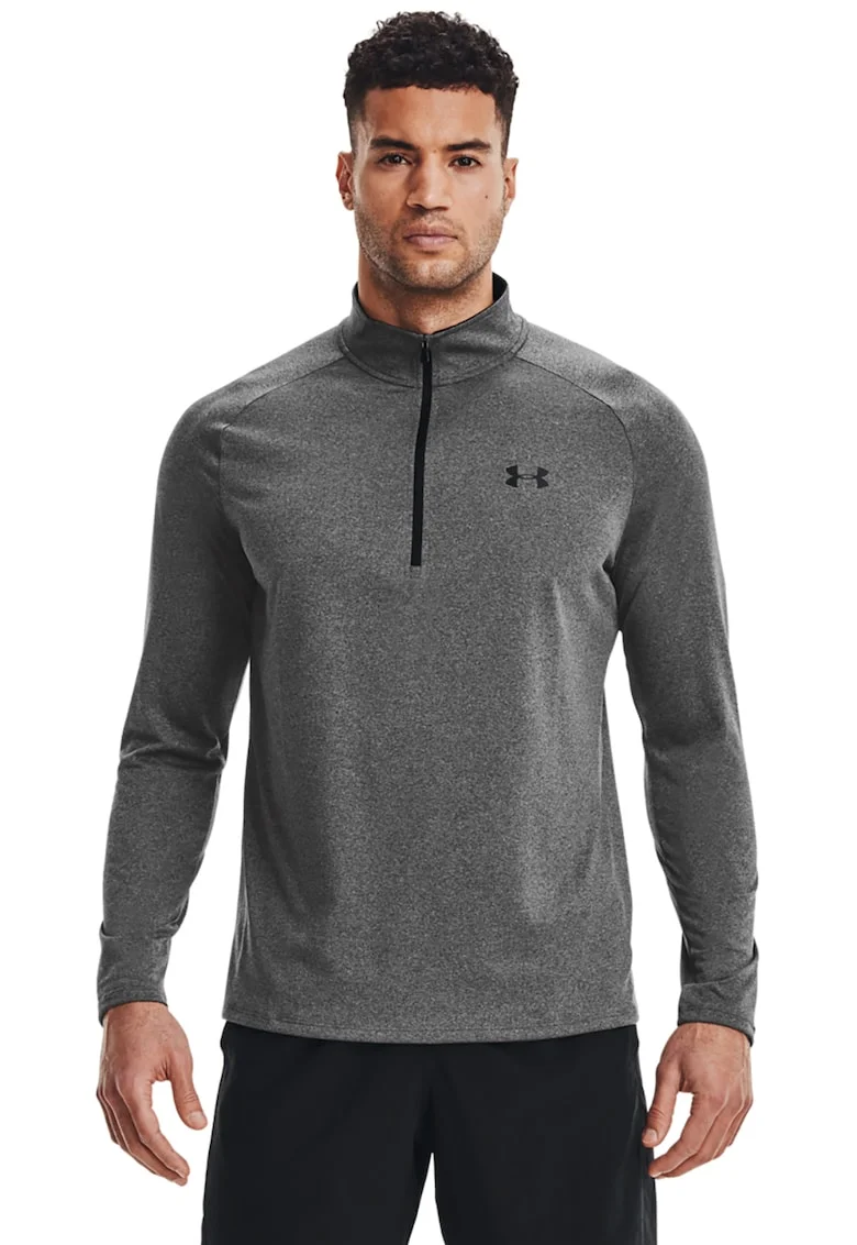 Bluza cu logo pentru fitness Tech™, Gri inchis melange