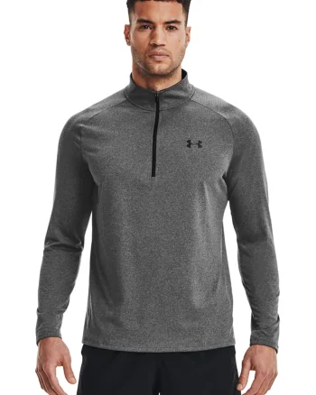 Bluza cu logo pentru fitness Tech™, Gri inchis melange
