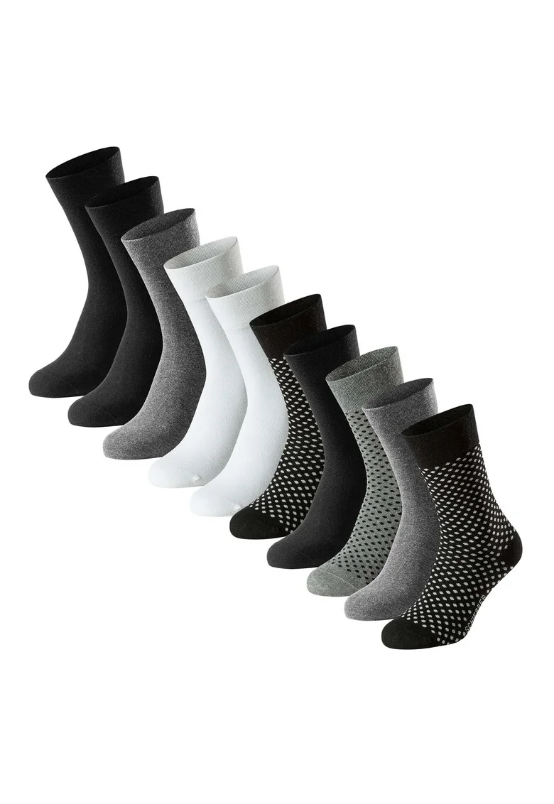 Schiesse, Set de sosete lungi cu model - 5 perechi, Alb/Negru/Gri