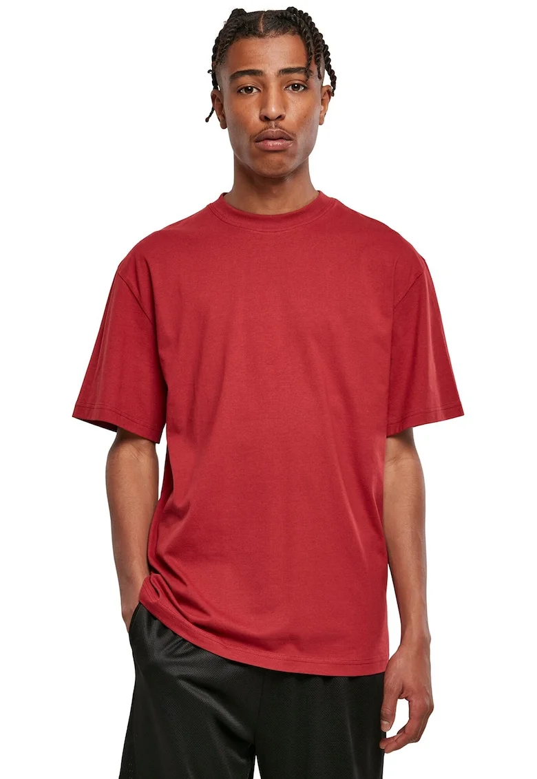 Tricou din bumbac cu decolteu la baza gatului, Rosu