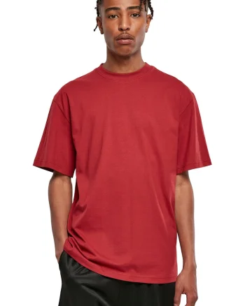 Tricou din bumbac cu decolteu la baza gatului, Rosu