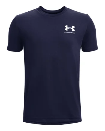 Tricou cu logo pe piept, pentru fitness Sportstyle, Bleumarin