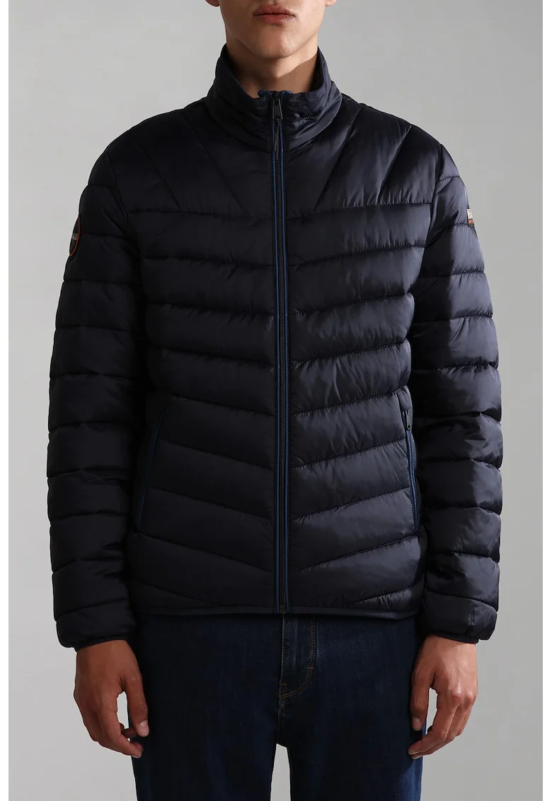 Geaca scurta regular fit cu aspect matlasat, Bleumarin