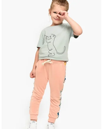 Pantaloni sport cu snur in talie, Piersica