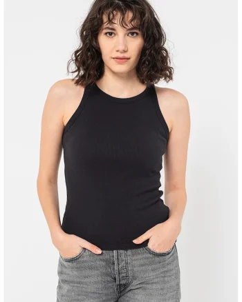 Top slim fit cu striatii, Negru