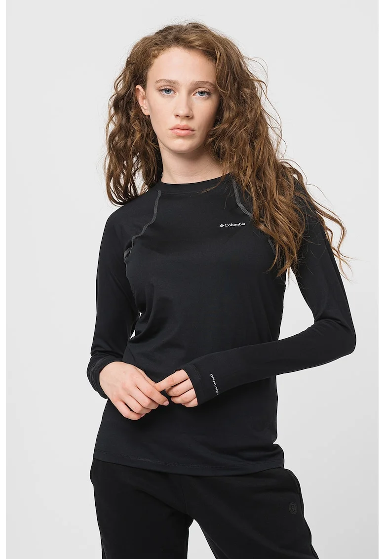 Bluza termica elastica cu maneci raglan pentru ski Heavyweight, Negru stins
