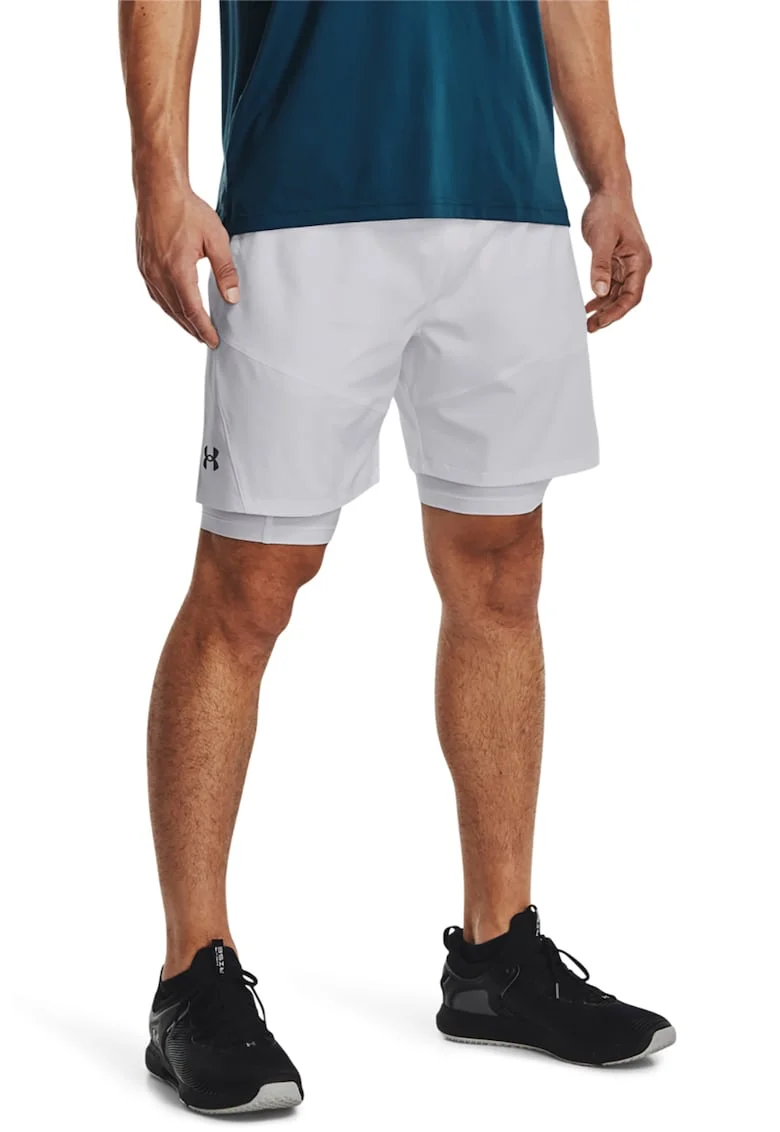 Pantaloni scurti cu desing 2in1 pentru fitness, Alb