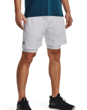 Pantaloni scurti cu desing 2in1 pentru fitness, Alb