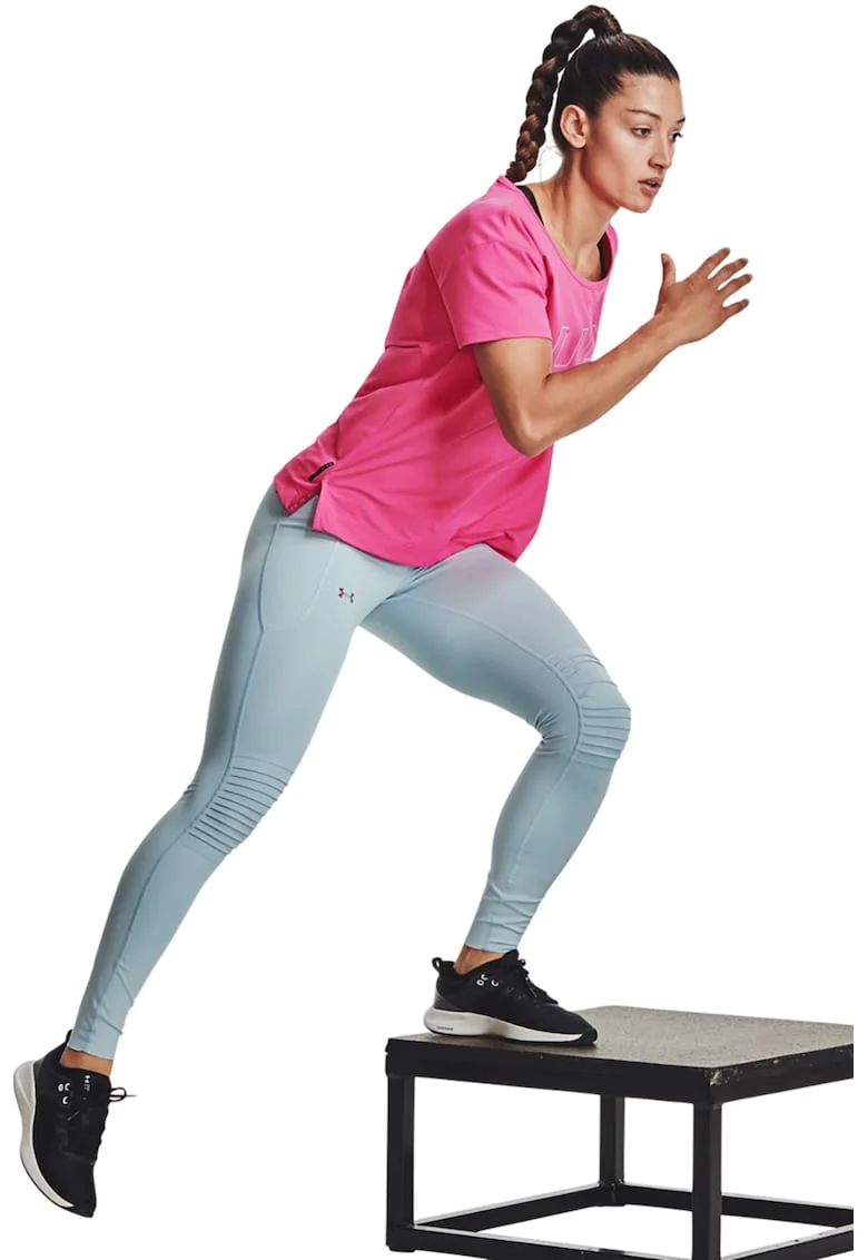 Colanti de compresie cu talie inalta, pentru fitness RUSH™, Albastru pastel