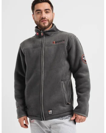 Jacheta din fleece cu fermoar Ubolt, Gri inchis