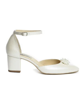 Pantofi mireasa piele naturala Ivoire Fancy Flats