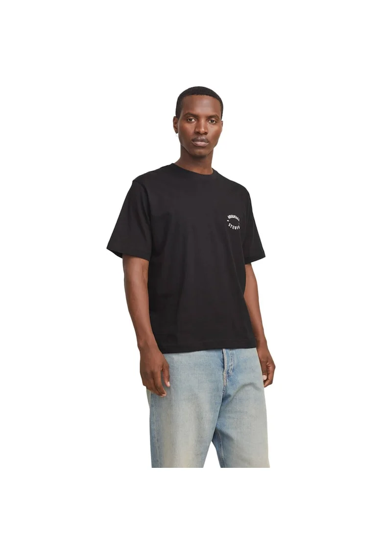 Tricou JACK &JONES Austin Font 38125, Negru