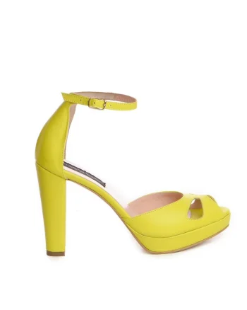 Sandale cu platforma piele naturala Lime The 70's Sandals