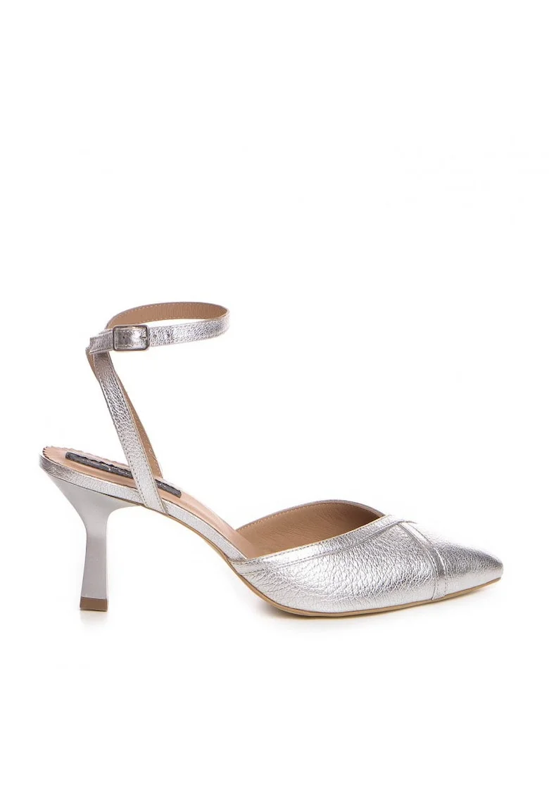 Pantofi mireasa piele naturala Argintiu Vivian