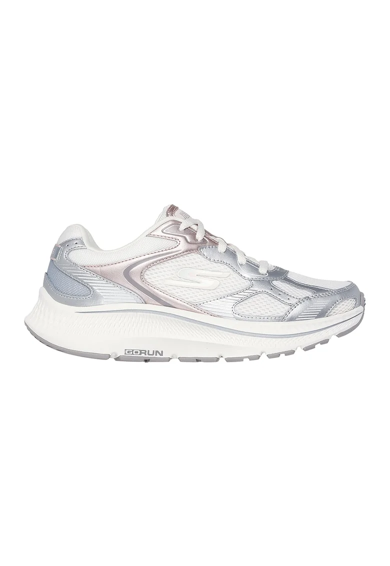 Pantofi sport Go Run Consistent 2.0- Volt cu garnituri de piele, Alb murdar/Argintiu