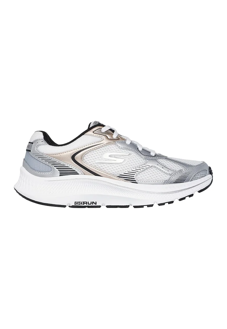 Pantofi sport Go Run Consistent 2.0- Volt cu garnituri de piele, Alb/Auriu/Argintiu