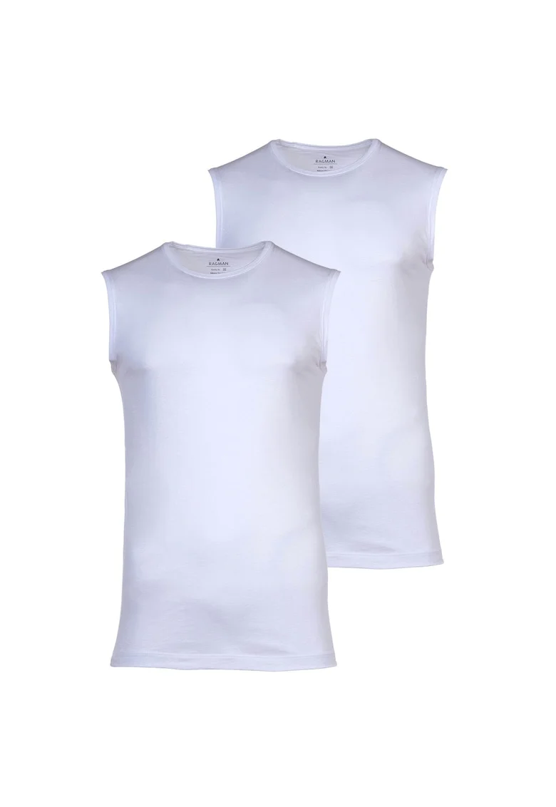 Set de top-uri de casa cu decolteu la baza gatului - 2 piese, Alb