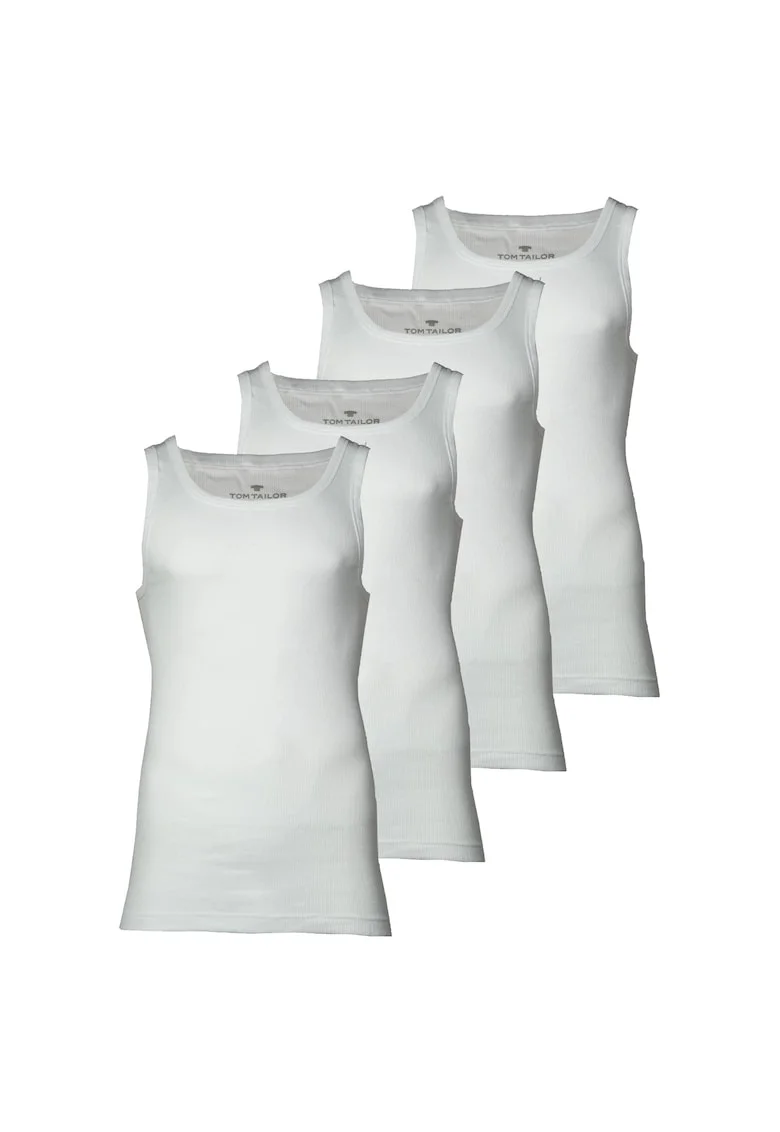 Set de top-uri din bumbac - 4 piese, Alb