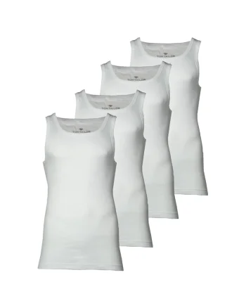 Set de top-uri din bumbac - 4 piese, Alb