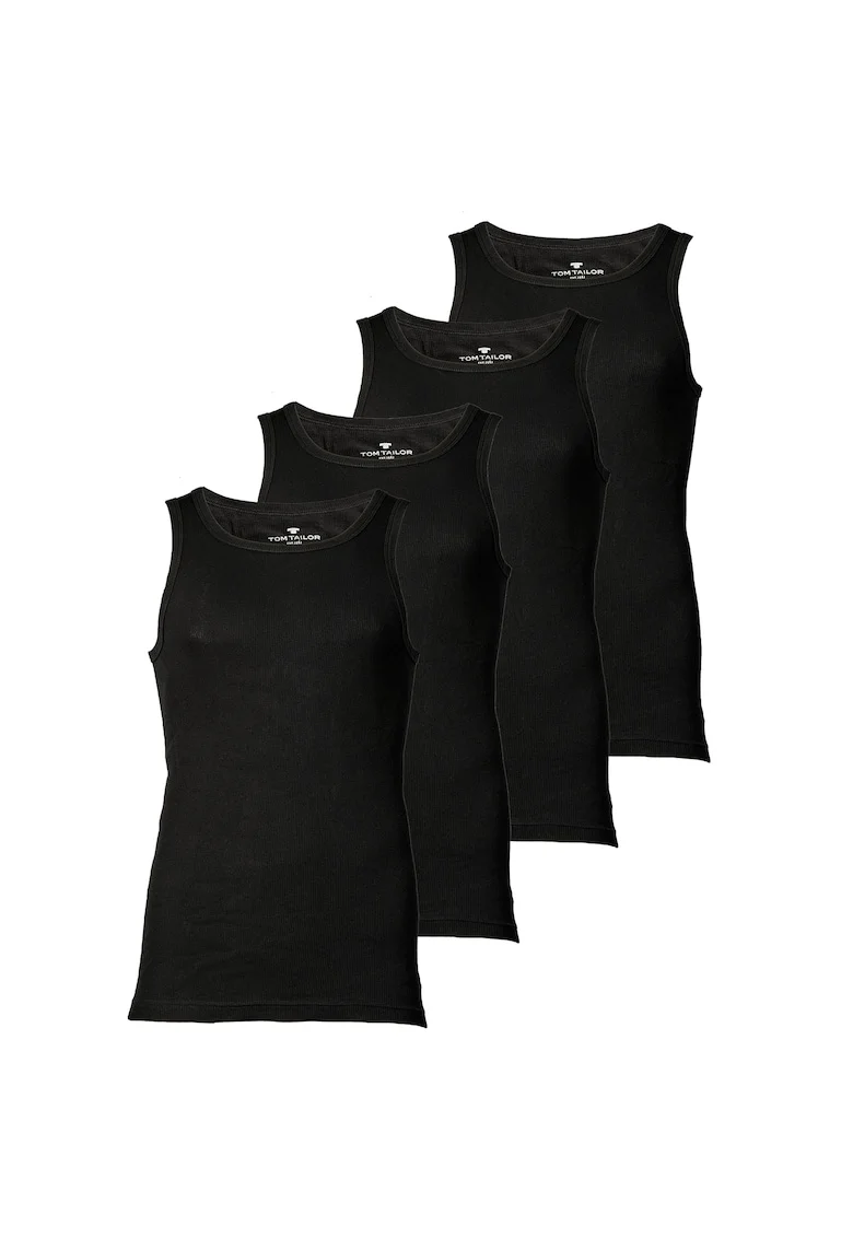 Set de top-uri din bumbac - 4 piese, Negru