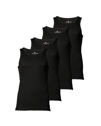Set de top-uri din bumbac - 4 piese, Negru