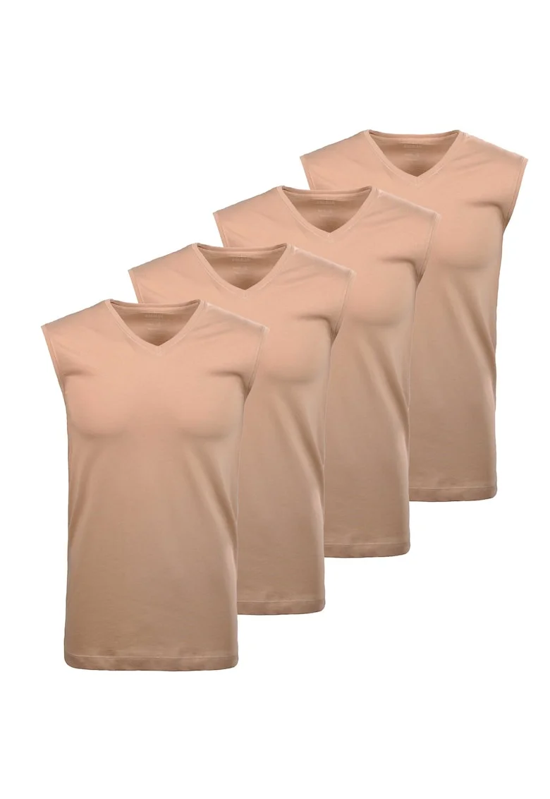 Set de topuri de casa cu decolteu in V - 4 piese, Bej
