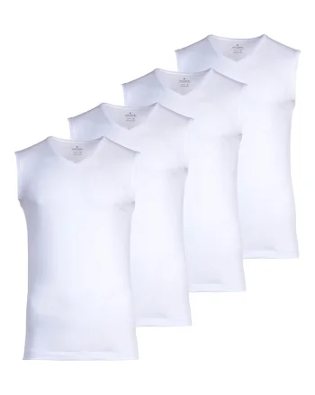 Set de topuri de casa cu decolteu in V - 4 piese, Alb