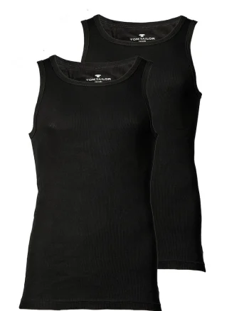 Set de top-uri cu decolteu rotund - 2 piese, Negru
