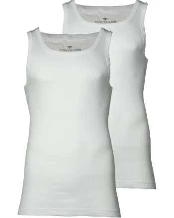 Set de top-uri cu decolteu rotund - 2 piese, Alb